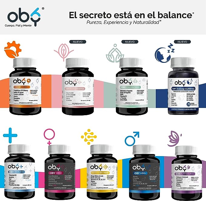 OBY Zzzleep GUMMIES 75 Gomitas de Magnesio, GABA, 5HTP, Pasiflora, Toronjil, L Teanina y Manzanilla | Suplemento alimenticio 100% Vegano - Sabor Mora Azul Sin azucar