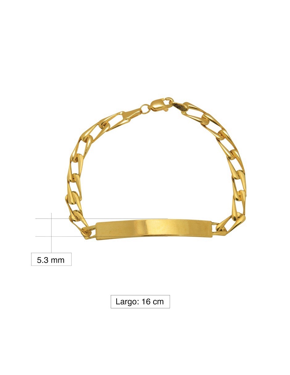 Pulsera/Esclava Oro 14K Horoz Troquelada Lisa 16cm S1057.