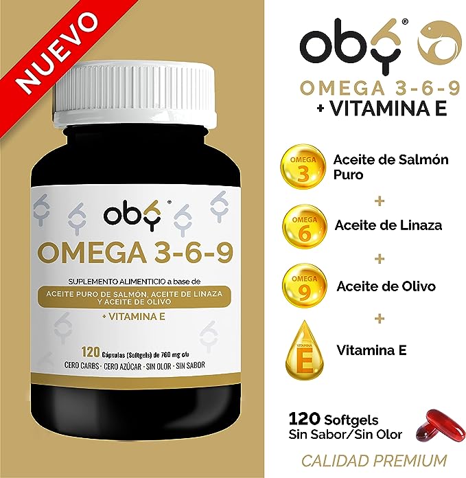 Suplemento Triple Omega OBY 3 6 9 con Vitamina E - 120 Capsulas