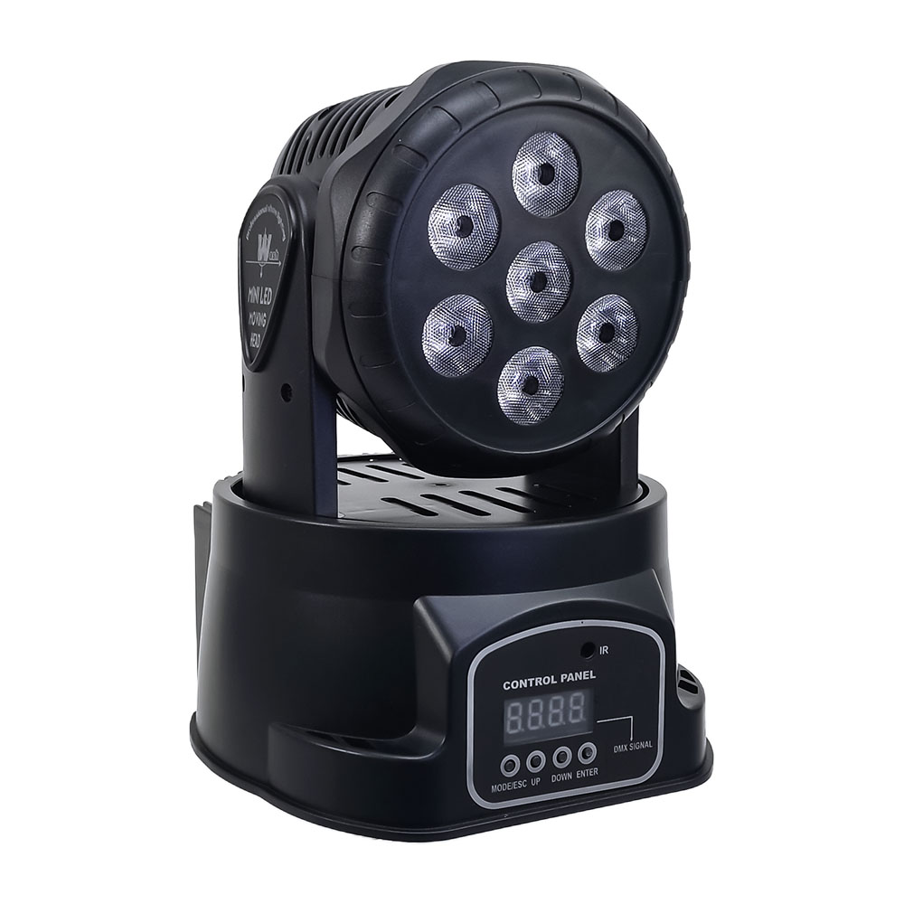 Reflector para Iluminacion Nocturna de Fiestas y Eventos en Cabeza Robotica con Protocolo DMX Multiples Haces de Luz y Amplia Gama de Colores Modo Audioritmico y Control Remoto Master RC-MINIHEADR	