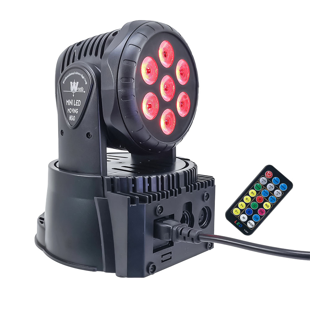 Reflector para Iluminacion Nocturna de Fiestas y Eventos en Cabeza Robotica con Protocolo DMX Multiples Haces de Luz y Amplia Gama de Colores Modo Audioritmico y Control Remoto Master RC-MINIHEADR	