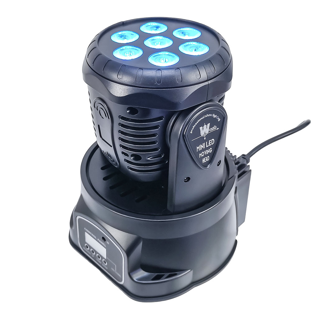 Reflector para Iluminacion Nocturna de Fiestas y Eventos en Cabeza Robotica con Protocolo DMX Multiples Haces de Luz y Amplia Gama de Colores Modo Audioritmico y Control Remoto Master RC-MINIHEADR	