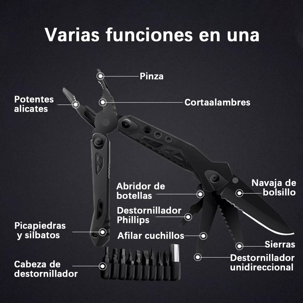 Navajas Multiherramien Pinzas Acero Inoxidable Camping Pesca