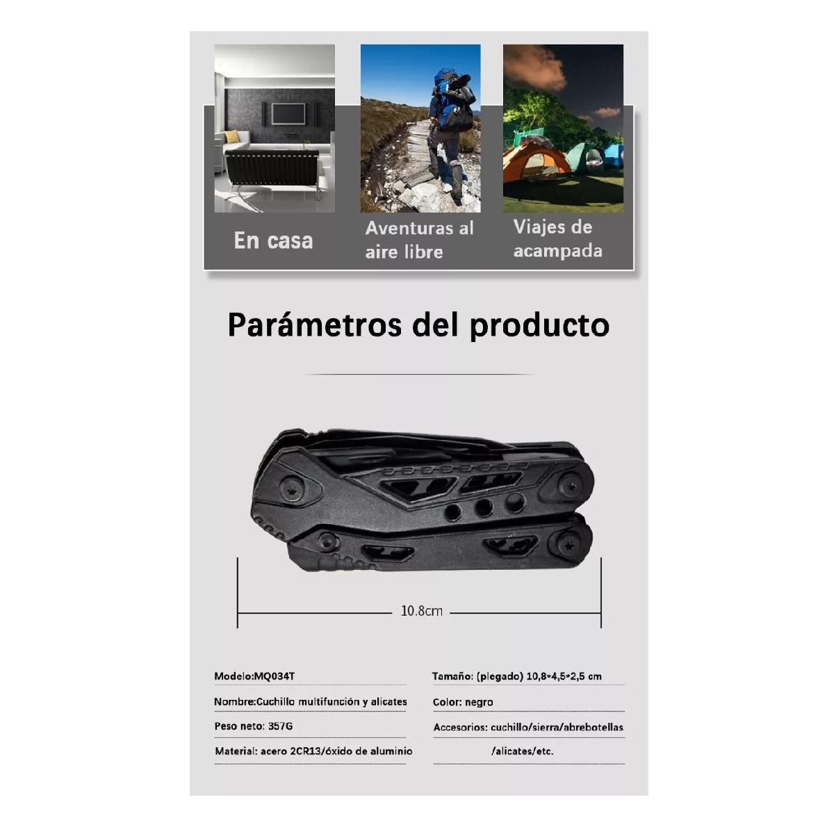 Navajas Multiherramien Pinzas Acero Inoxidable Camping Pesca