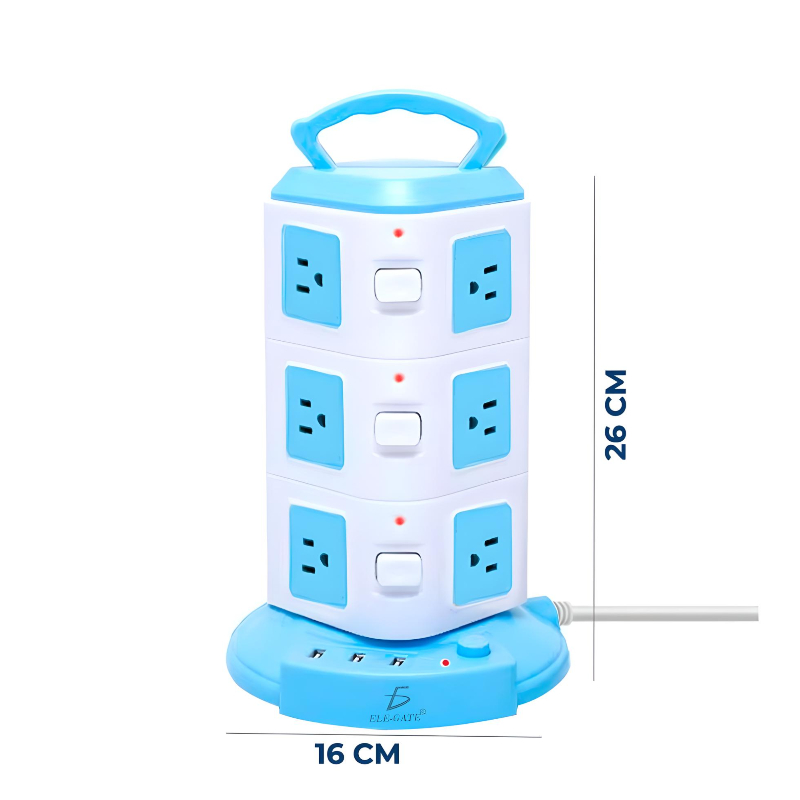 Torre Multi Contacto 3 Puertos Usb 5V 2.1A Enchufe Mexico