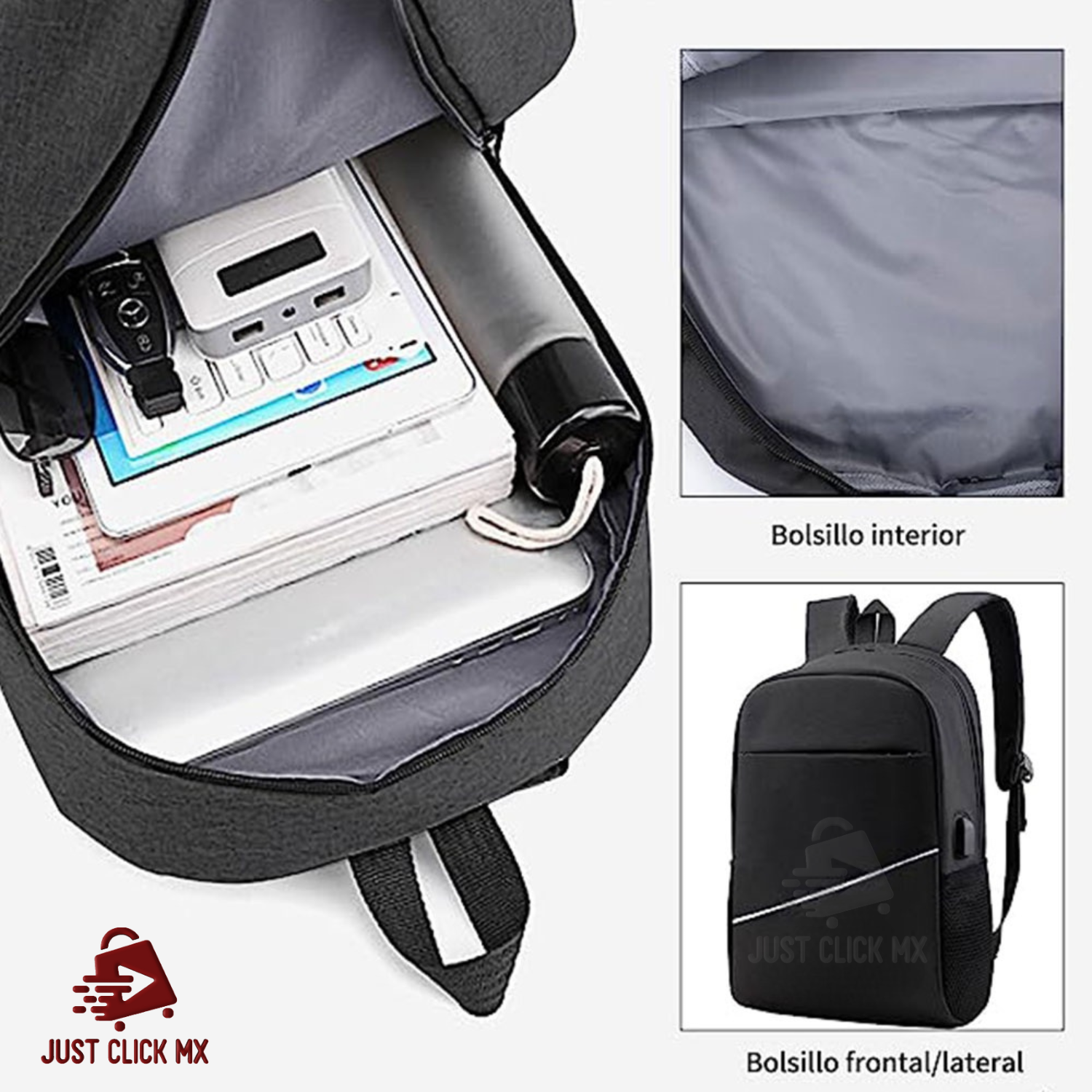 Juego Set 3 Mochilas Escolar y Viaje Con Puerto USB