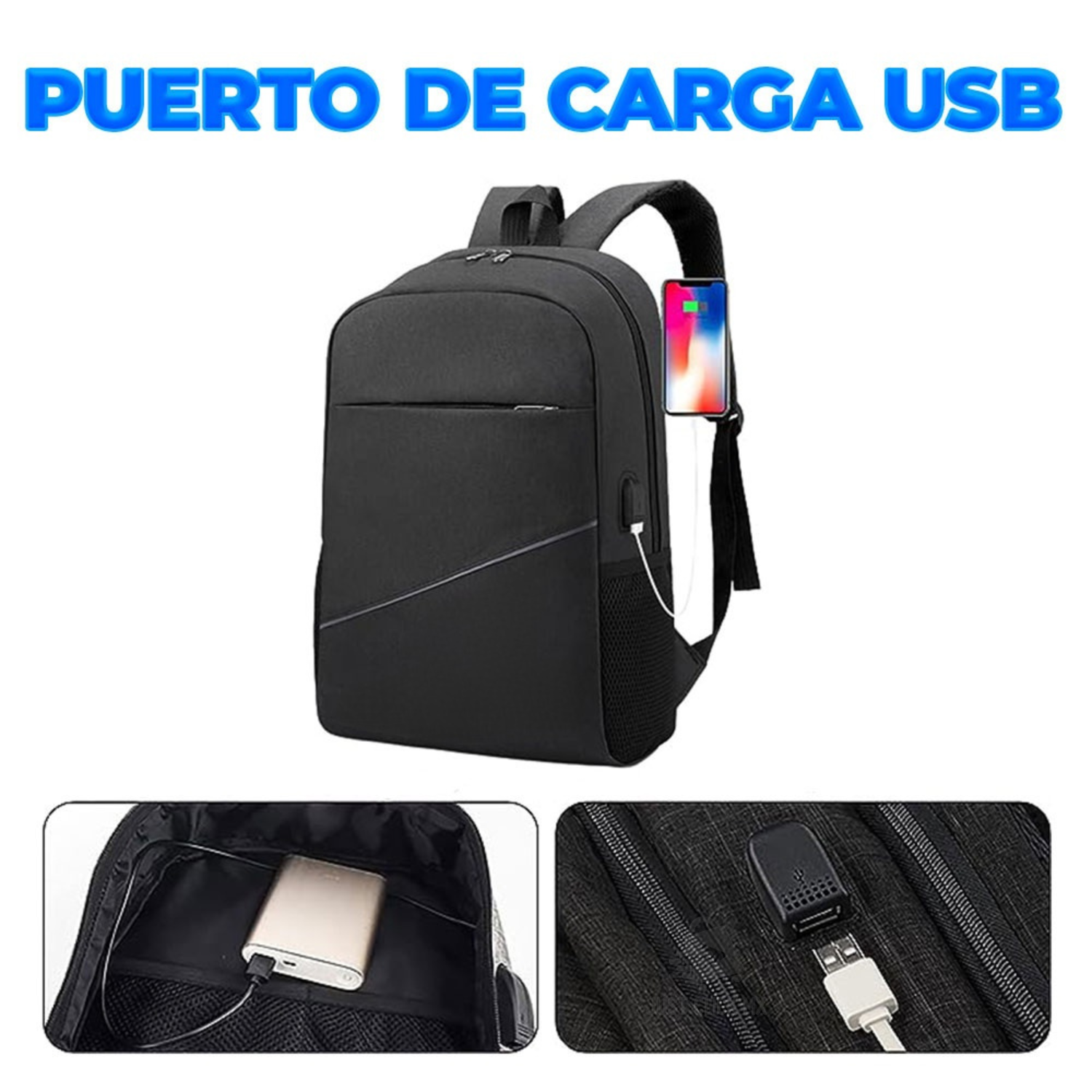 Set 3 Mochilas Escolares Con Puerto Usb