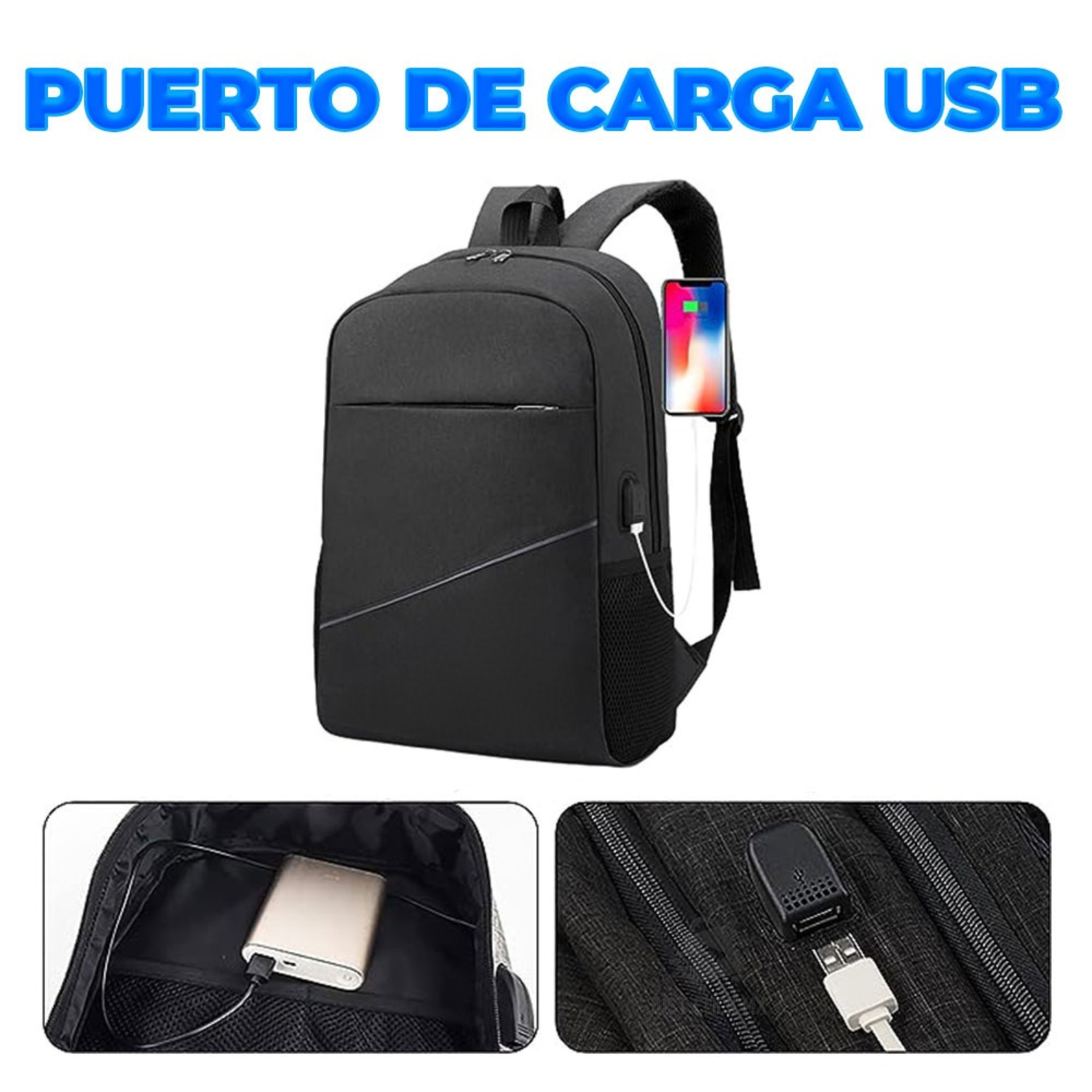 Juego Set 3 Mochilas Escolar y Viaje Con Puerto USB