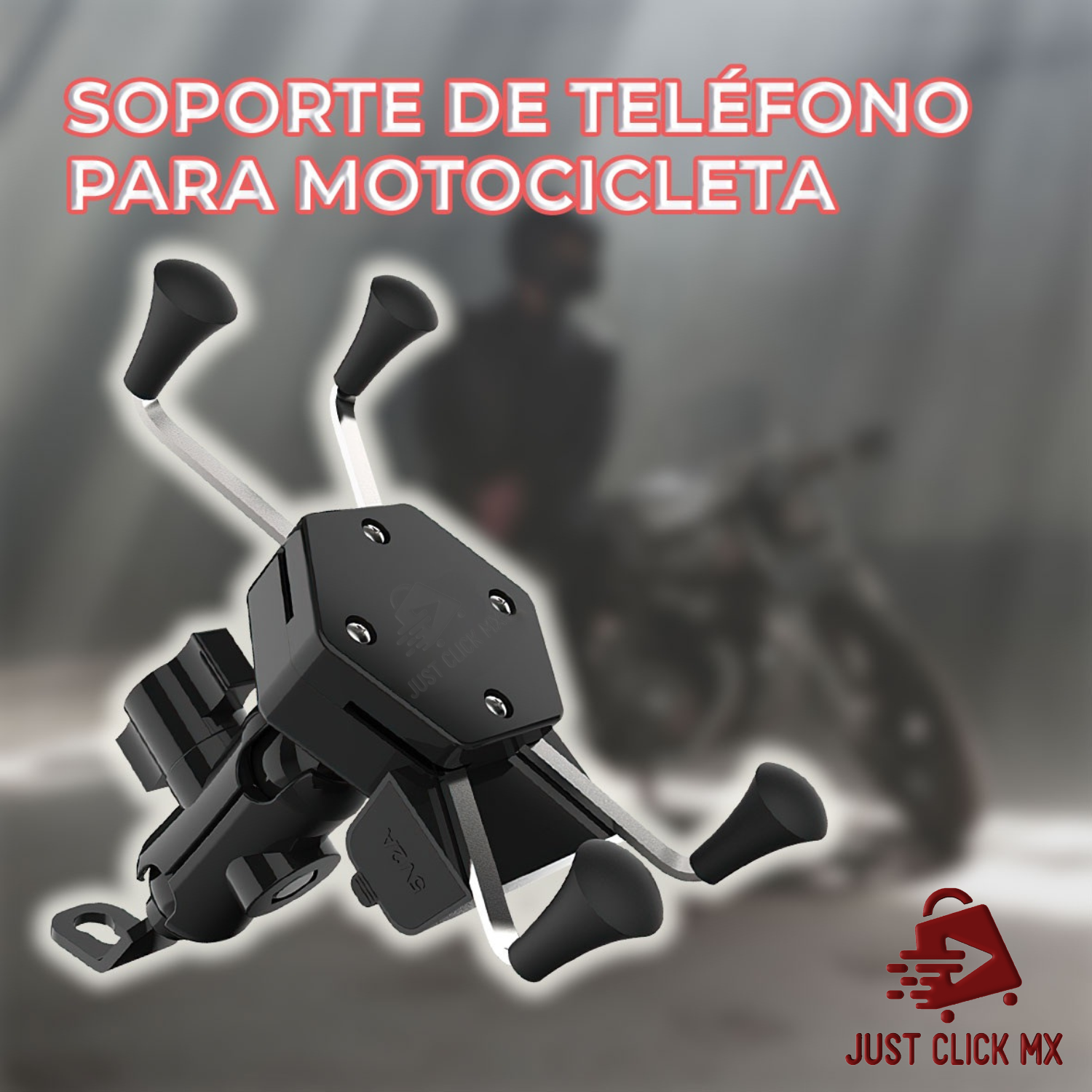 Soporte Porta Celular Para Motocicleta Con Cargador USB e Interruptor