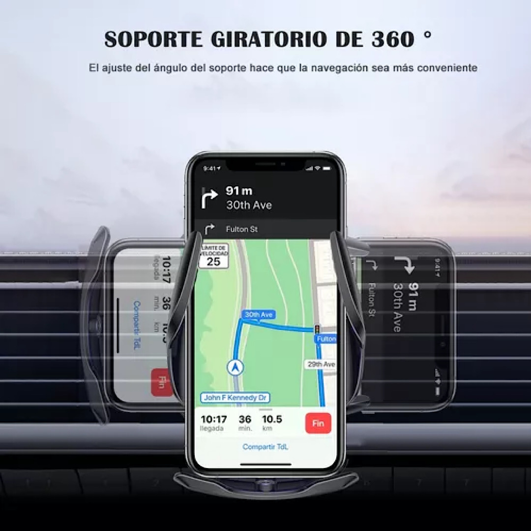 Cargador Inalambrico Para Automóvil 15w Soporte Celular Auto