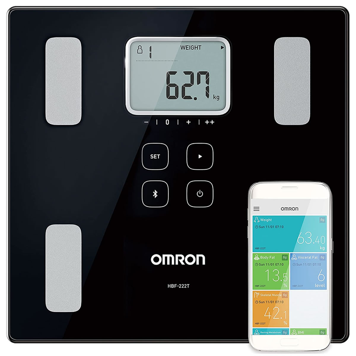 Báscula De Control Corporal Omron HBF-222T Bluetooth 150Kg