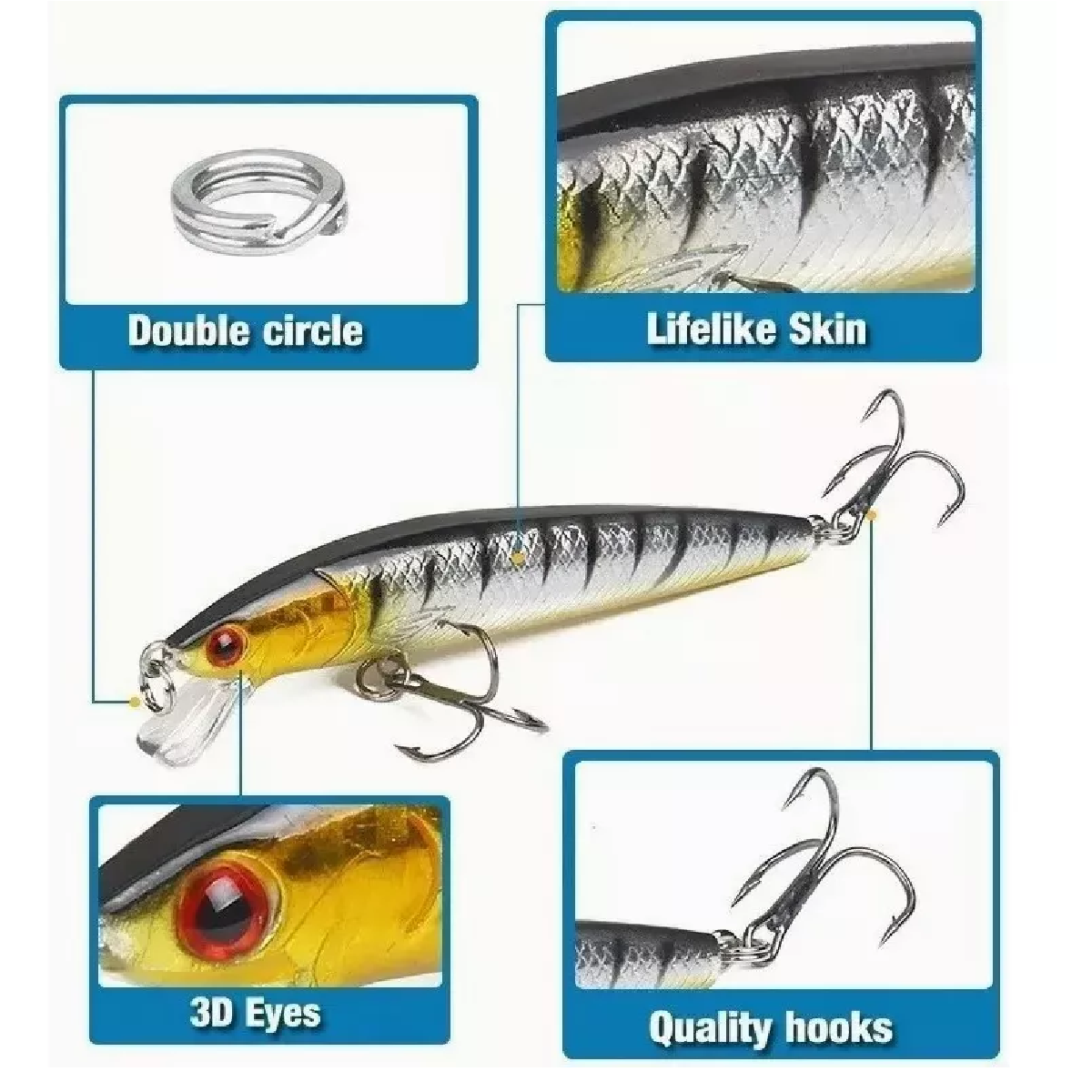 Señuelos De Pesca Curricanes De Pesca Mar Cebo 11cm 14Pzs