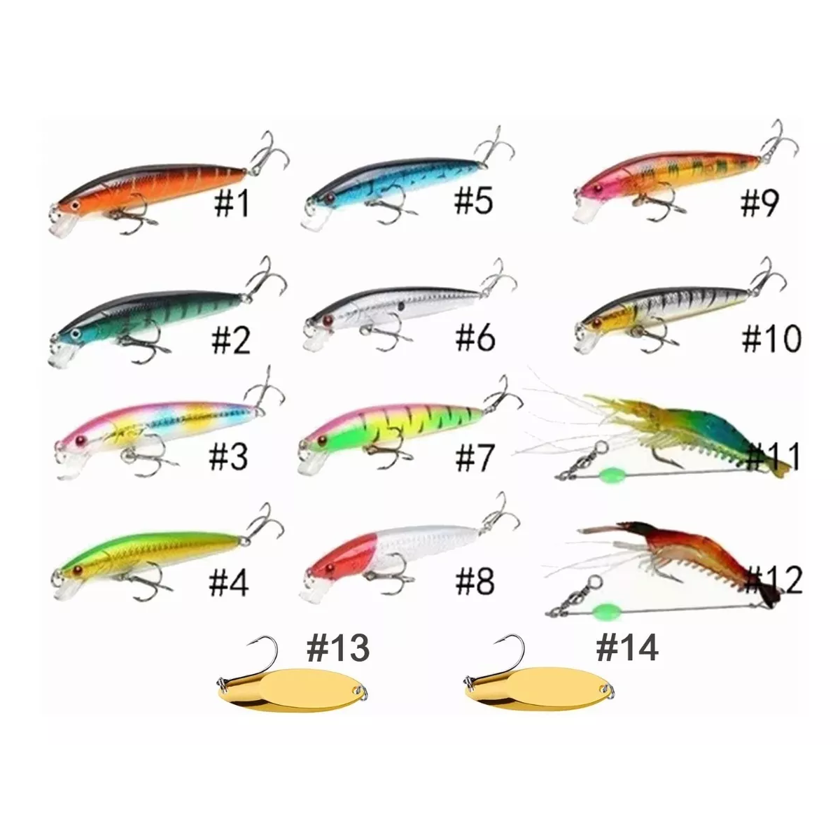Señuelos De Pesca Curricanes De Pesca Mar Cebo 11cm 14Pzs