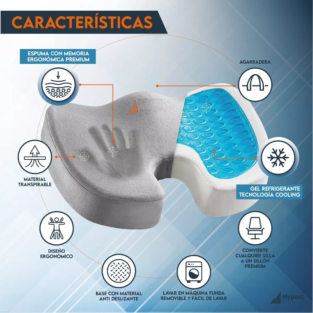 Cojín De Gel Asiento Ortopedico Ergonómico Lumbar Para Silla