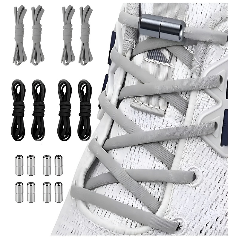 Agujetas Sin Nudo Elásticas Hebilla Metal 4 Pares