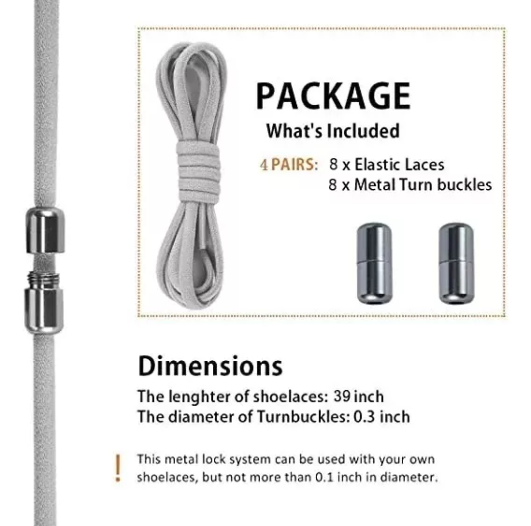 Agujetas Sin Nudo Elásticas Hebilla Metal 4 Pares