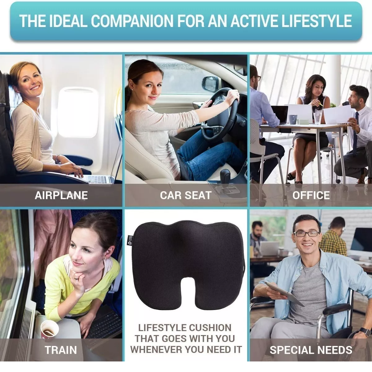 Cojín De Espuma Viscoelástica Para Coxis Para Auto Y Silla