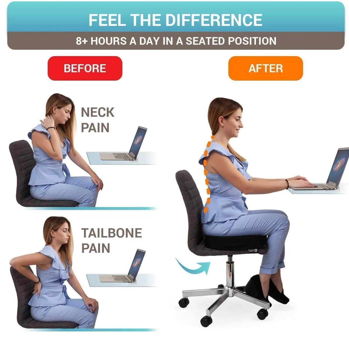 Cojín De Espuma Viscoelástica Para Coxis Para Auto Y Silla