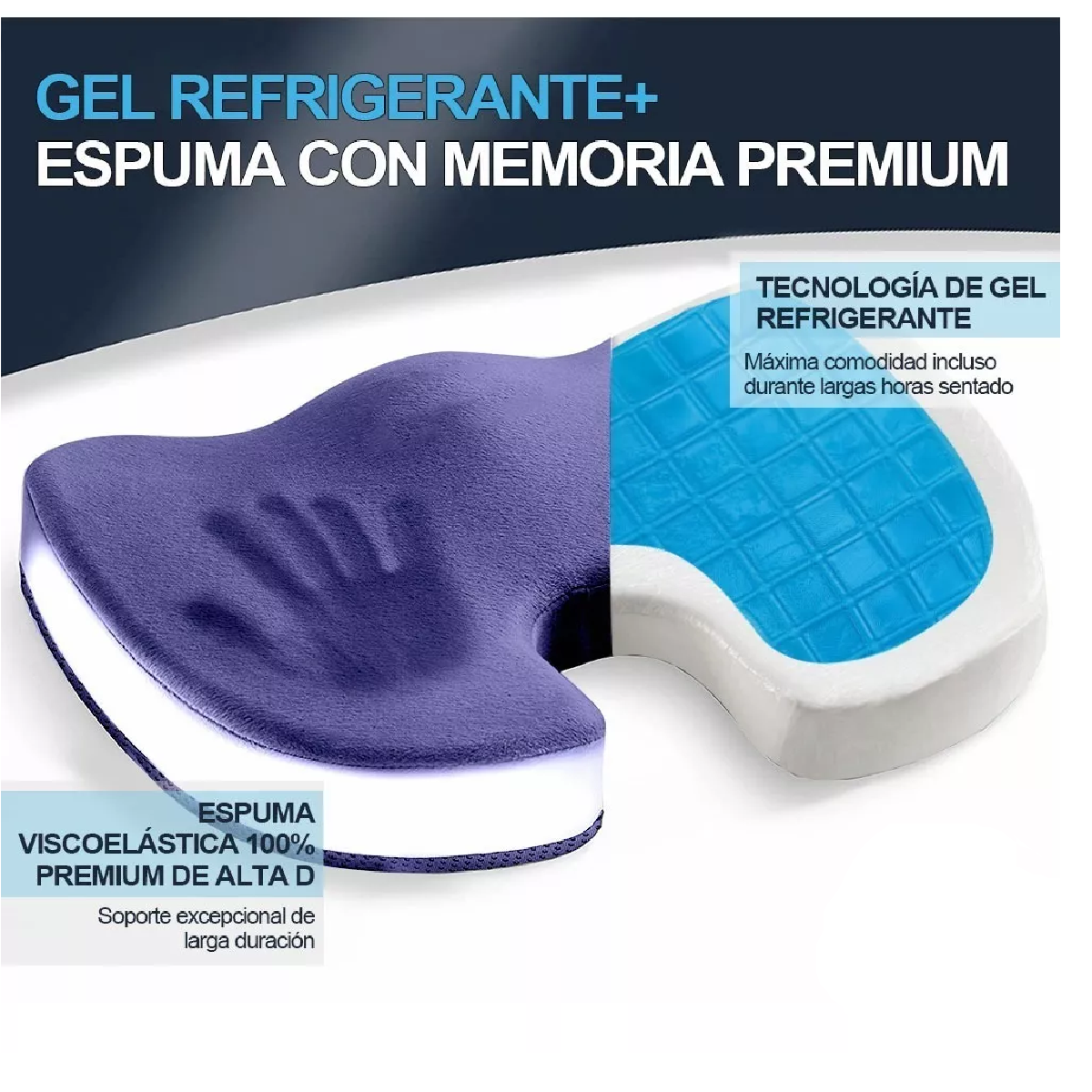 Cojín Ergonómico Ortopédico De Gel Para Asiento De Oficina