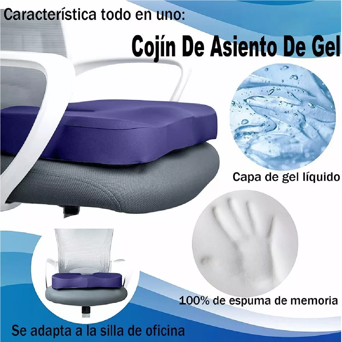 Cojín Ergonómico Ortopédico De Gel Para Asiento De Oficina