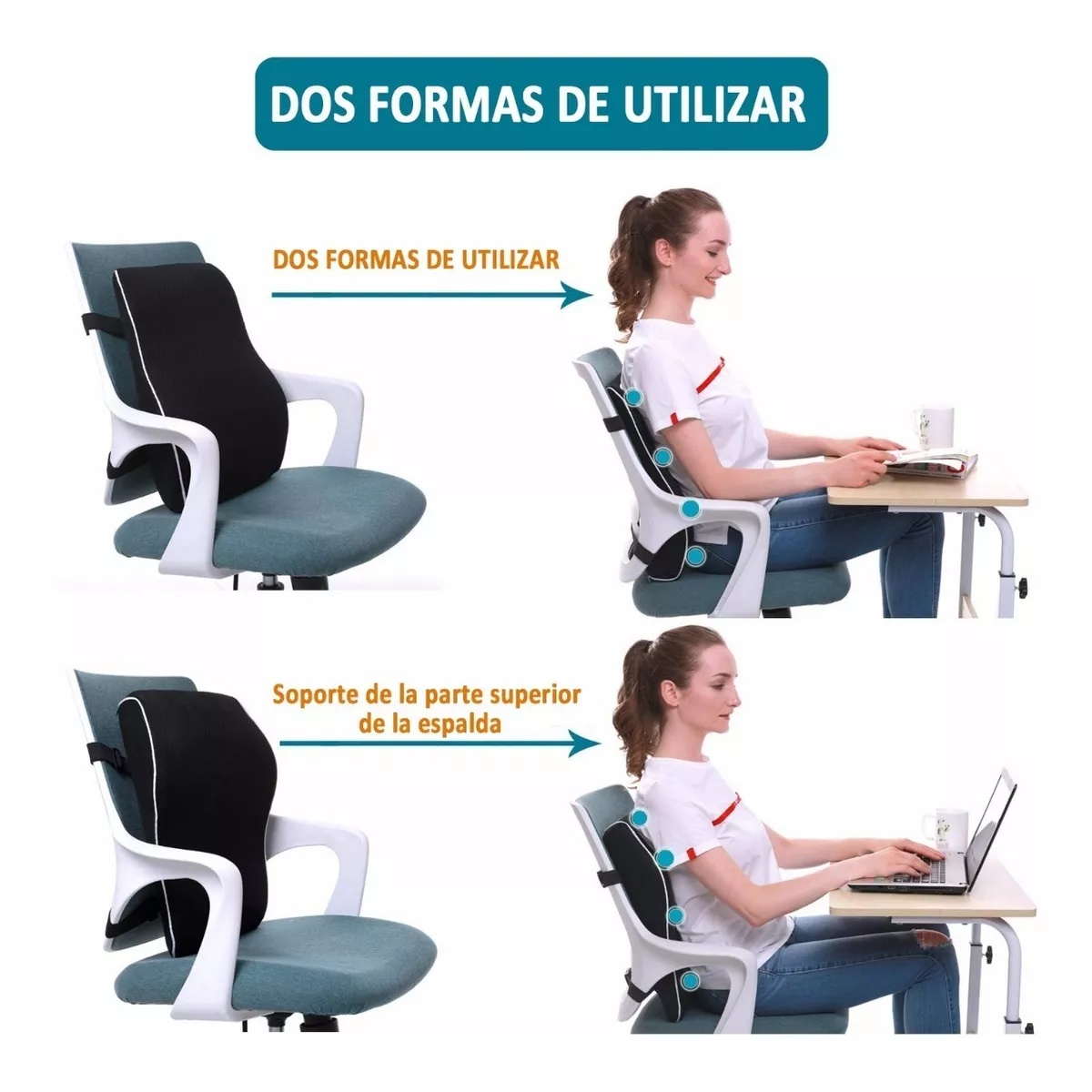 Almohada Ergonómica De Apoyo Lumbar Para Sillas De Oficina