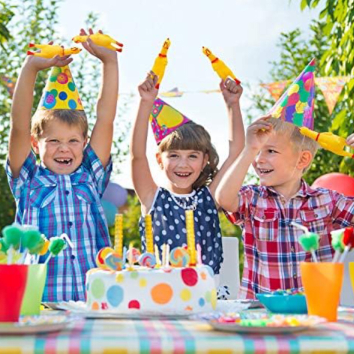 3 Pollo Goma Chillón Mini Juguete De Broma Niños Piñata