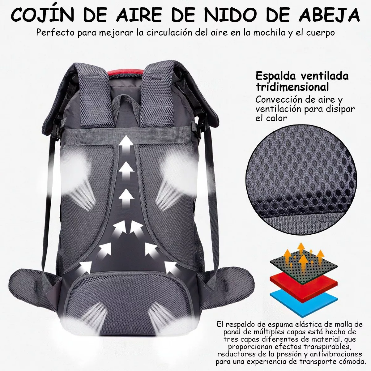 Mochila Senderismo Impermeable 60l Para Campismo Montañismo Rojo