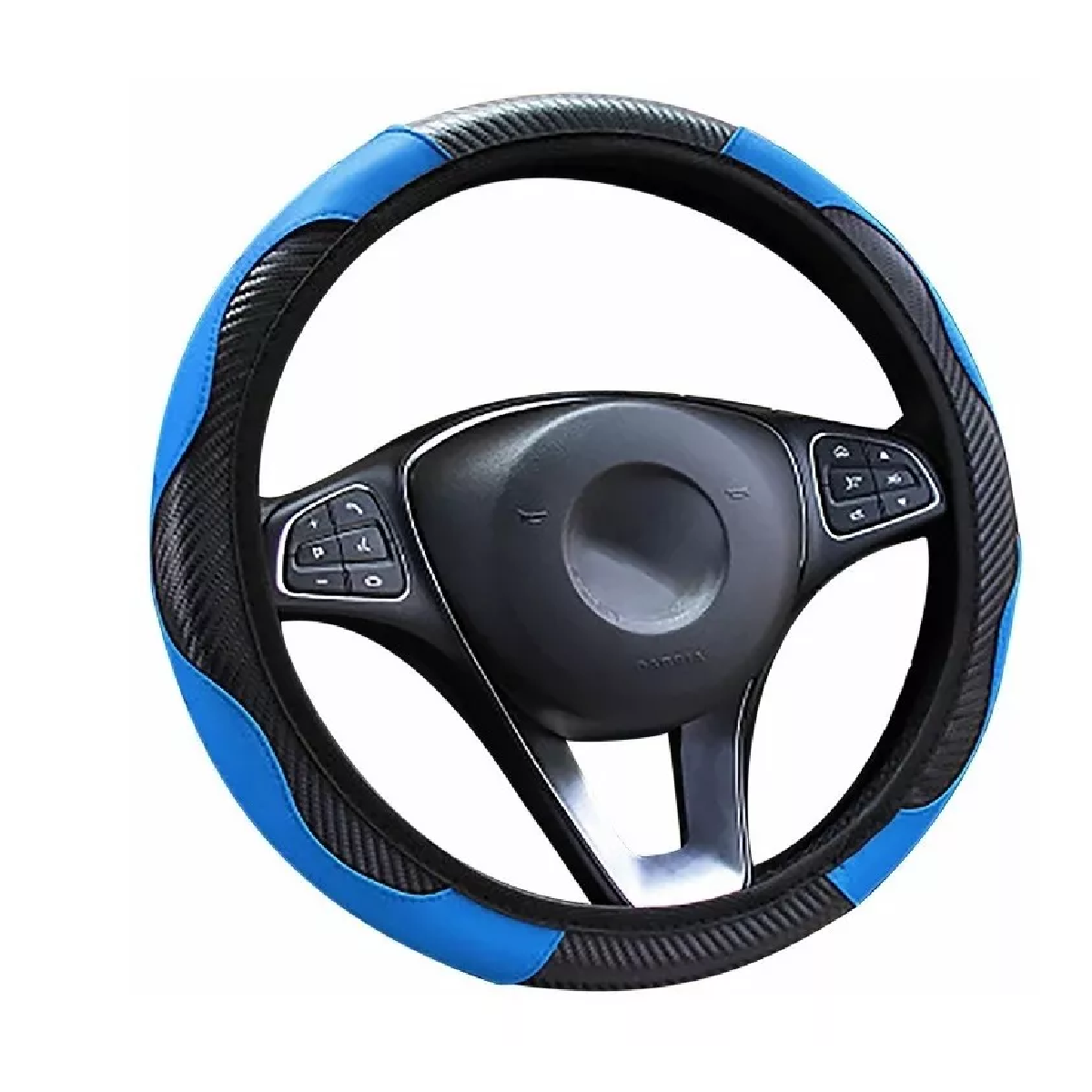 Cubre Volante Auto Protector Negro Con Gel Azul — ML Center