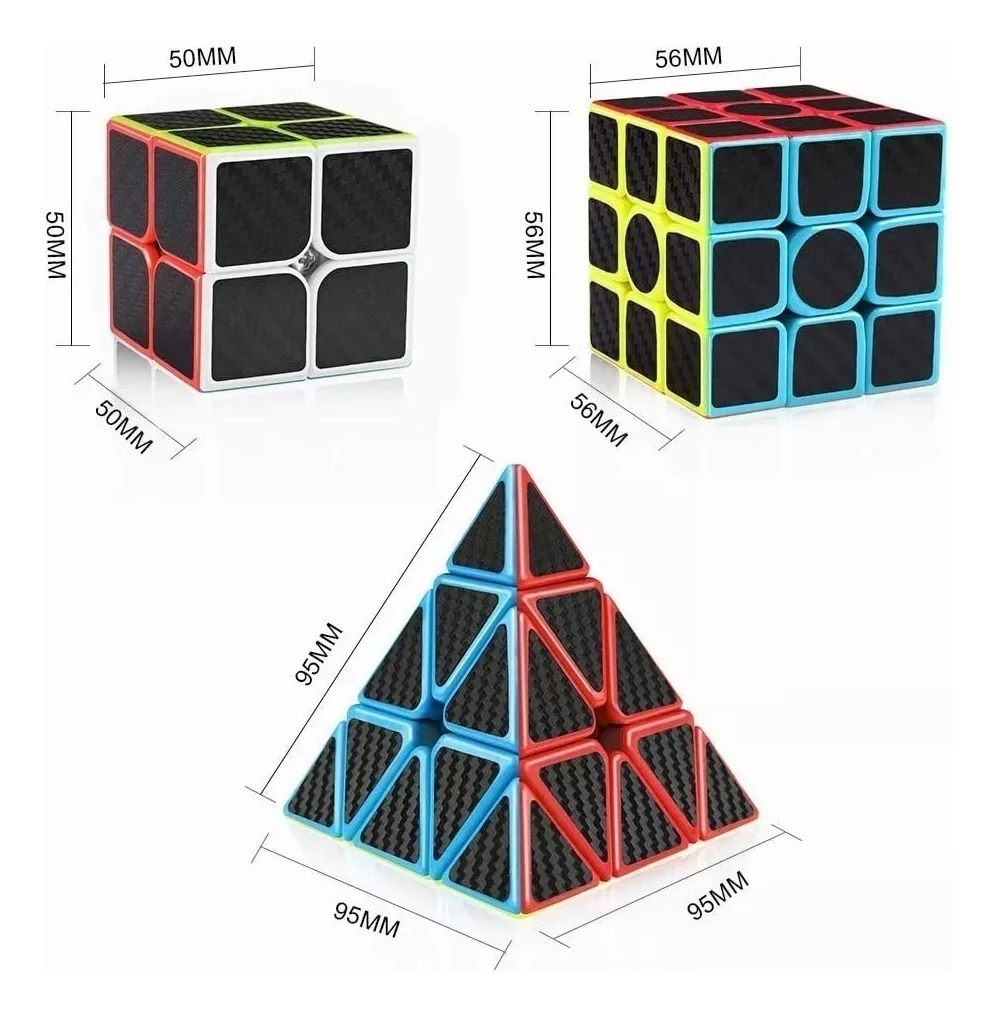 Cubo Magico Pack 2x2 + 3x3 + Pyraminx Moyu Carbono