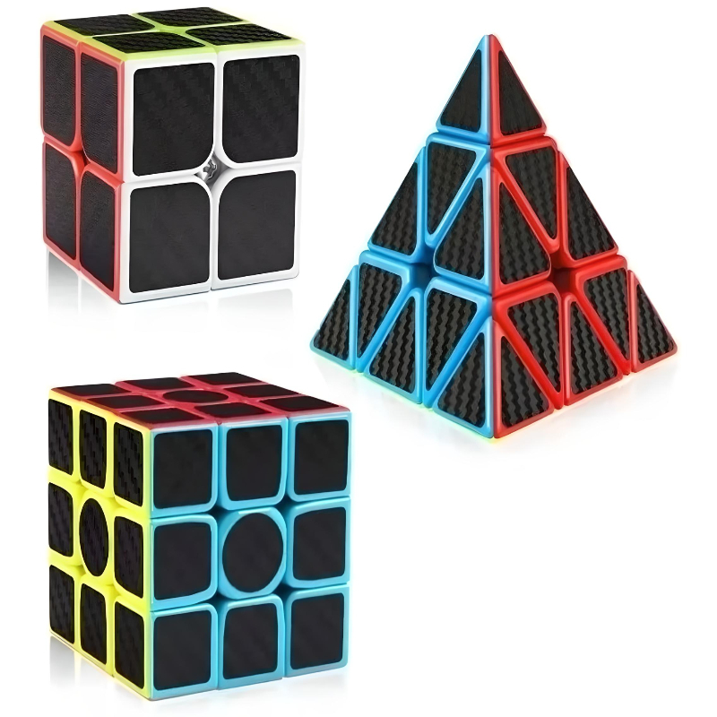 Cubo Magico Pack 2x2 + 3x3 + Pyraminx Moyu Carbono