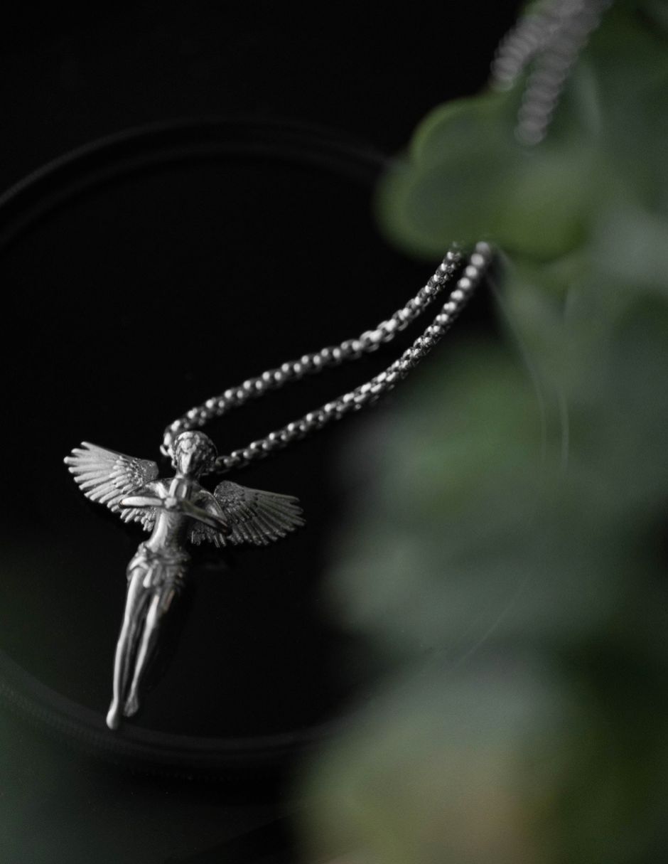 Collar Ángel Plata Hipoalergénico Resistente Al Agua Y Sudor