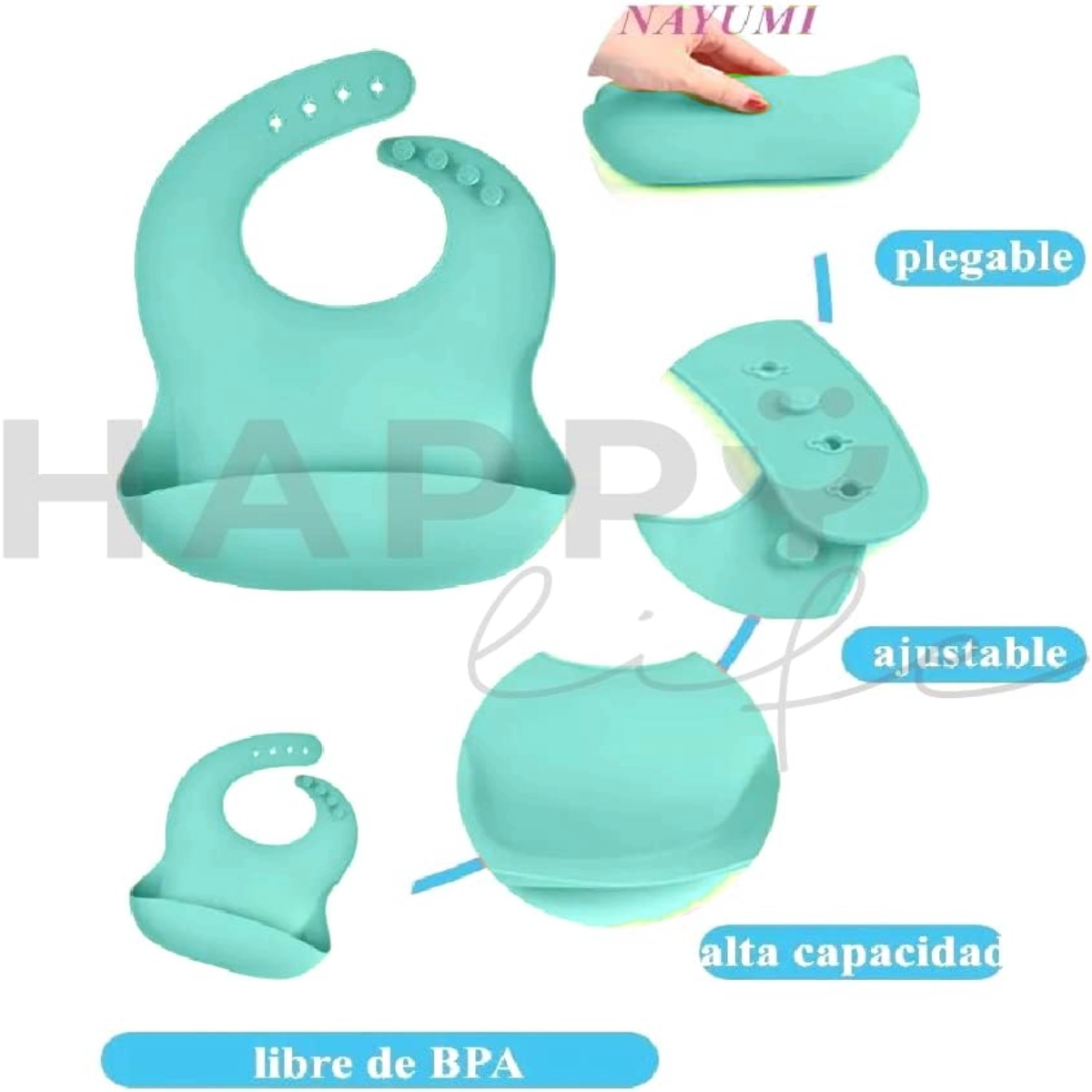Set comida para bebe de silicona vaso plato cubiertos babero SIN BPA.