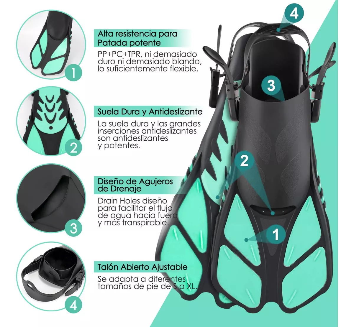 Juego De Snorkel Con Máscara Gafas, Buceo Esnórquel, Aletas