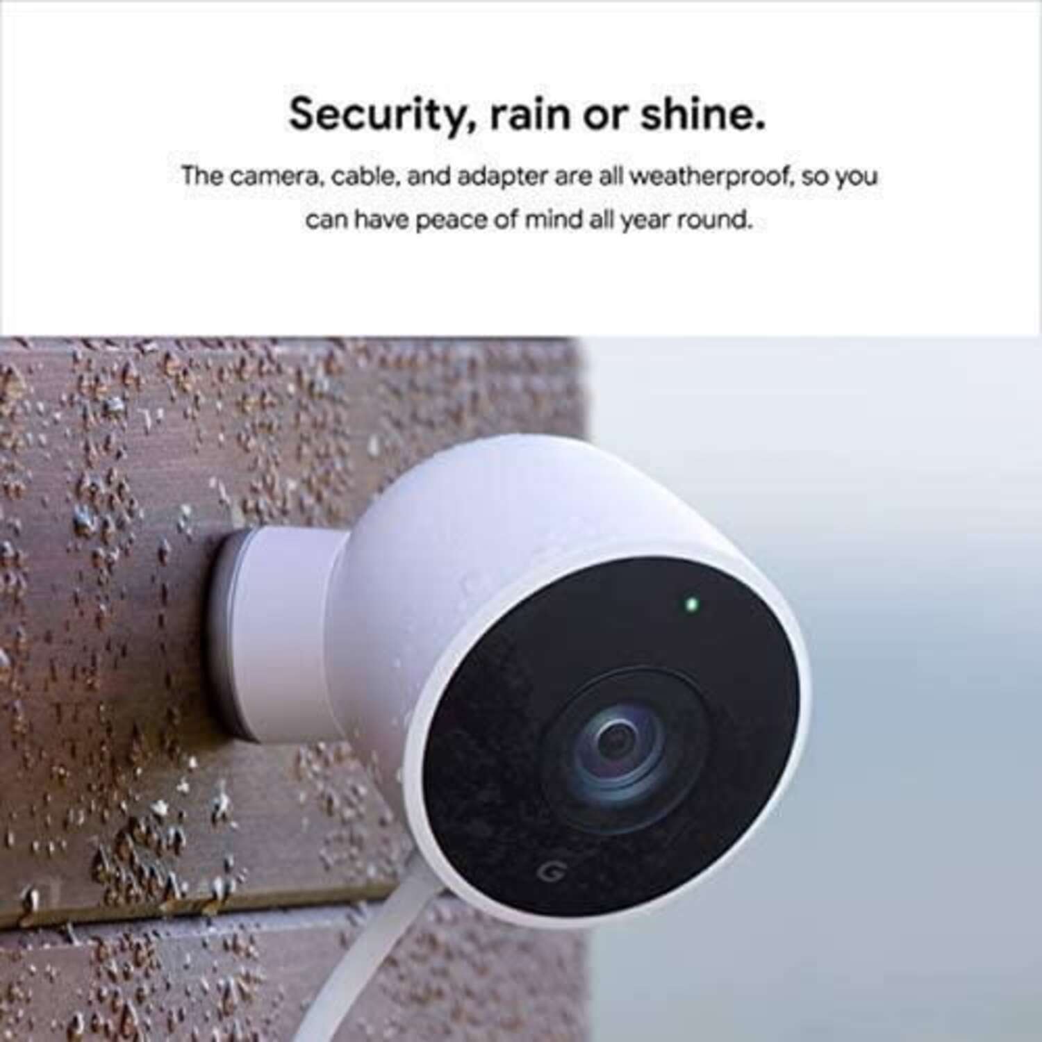 Google Nest Cam Outdoor NC2400ES Paquete de 2 unidades Cámara impermeable para exteriores Cámara de vigilancia con visión nocturna Control con tu teléfono Kit 2 Cámara Google Nest exteriores/interiores, Batería