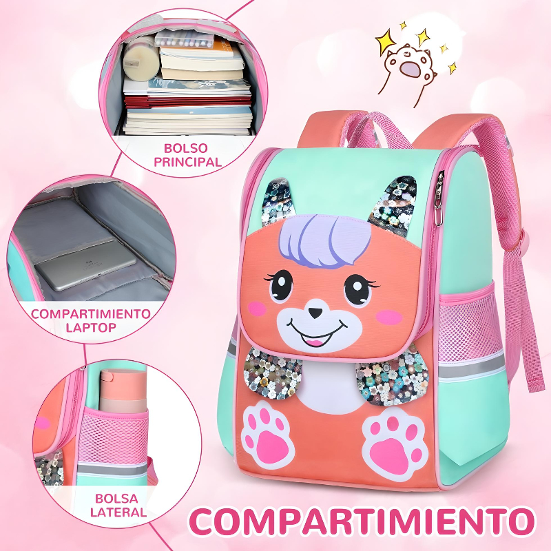 Mochila Escolar Kawaii Para Niñas Preescolar Primaria Infantil Perrito Mochila Espacial Con Tira Reflectantes