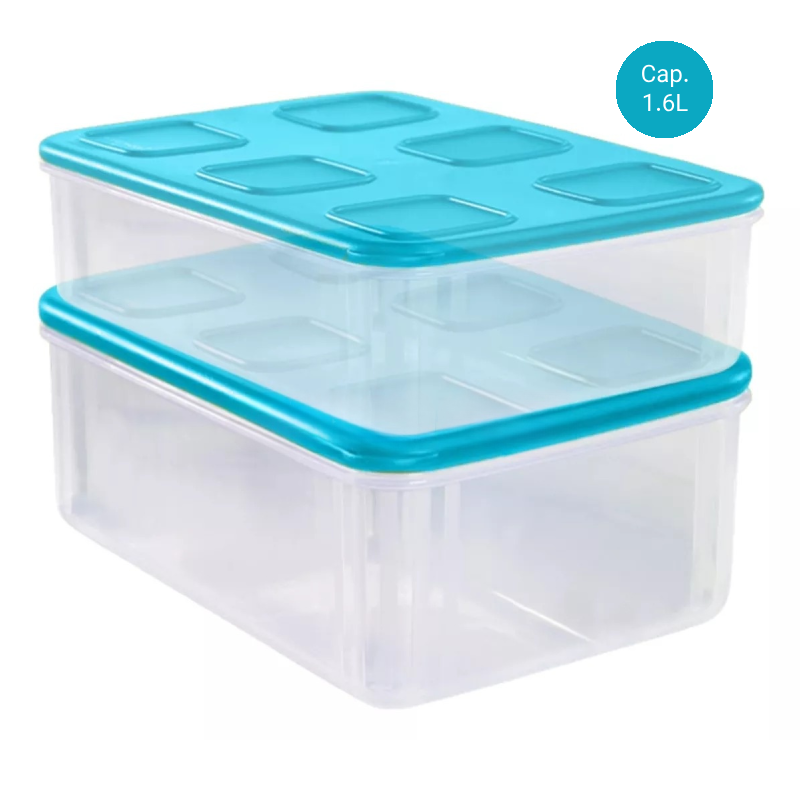 Refri System Grande Rectangular #2 Azul Tupperware