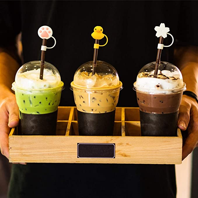 Tapon Para Popote 12pz Tipo Vaso Café Termo Tapones Kawaii