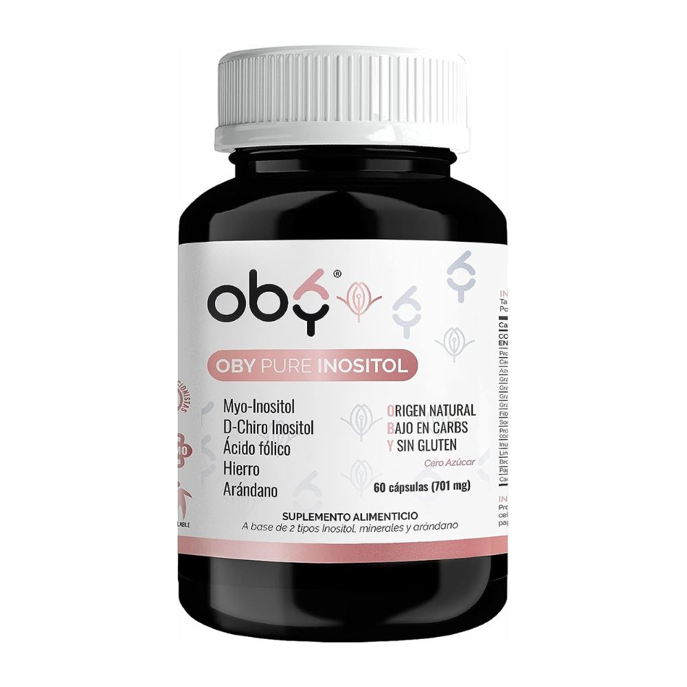 OBY Pure Inositol | Suplemento de Inositol Myo Inositol y D-Chiro-Inositol, Ácido Fólico, Hierro y Extracto de Arándano | 60 cápsulas para 60 días | Multivitaminico Mujer