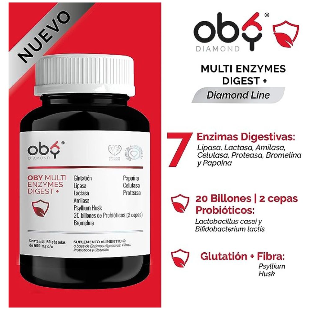Suplemento Alimenticio Multi Enzimas Digestivas - Con Probioticos | Glutatión y Digestión