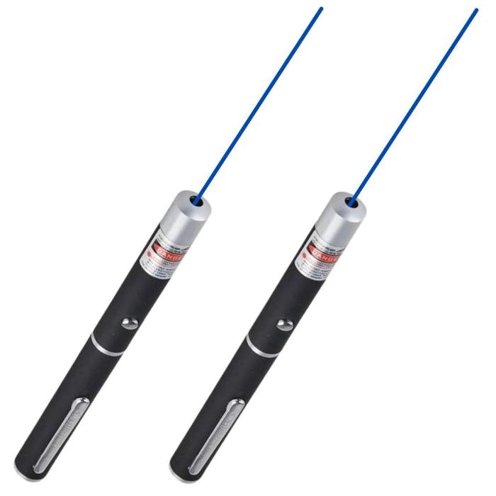 Puntero Láser para Regalar MXRLB-002-4 2 pzas Láser de Luz Azul Alcance 100m 3,0V Potencia de Salida 5MW 2 x AAA No incluidas, LaserBlue