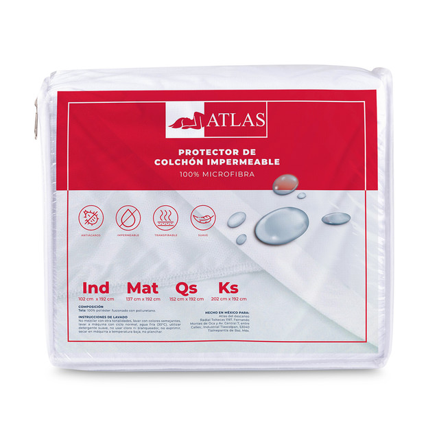 Cubre colchón Matrimonial impermeable y ultra delgado atlas basic