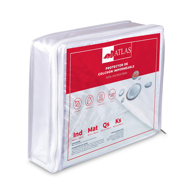Cubre colchón Matrimonial impermeable y ultra delgado atlas basic