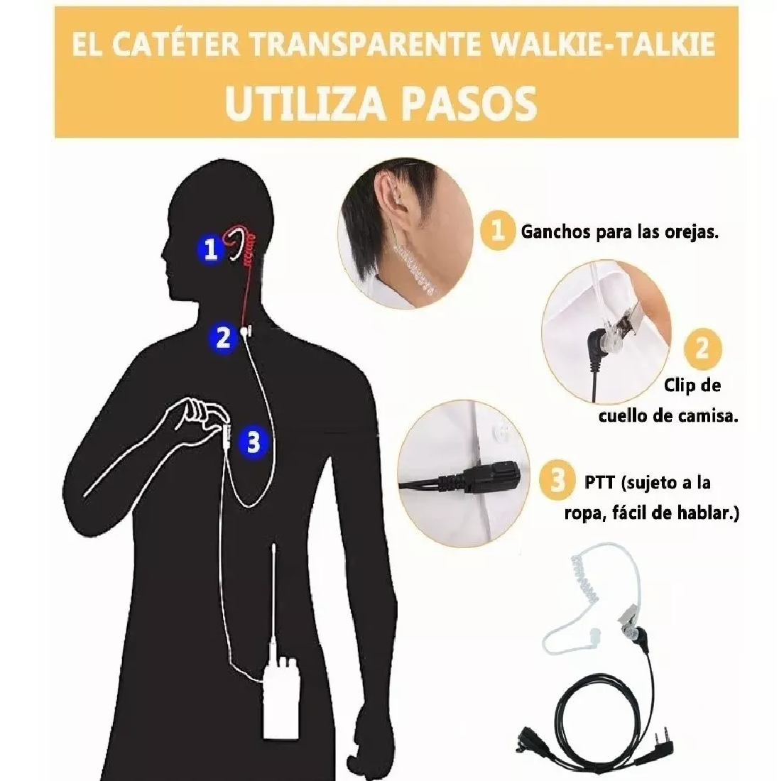 Audifonos Manos Libres Para Radio Talkie Kenwood Y Baofeng Negro PZS 