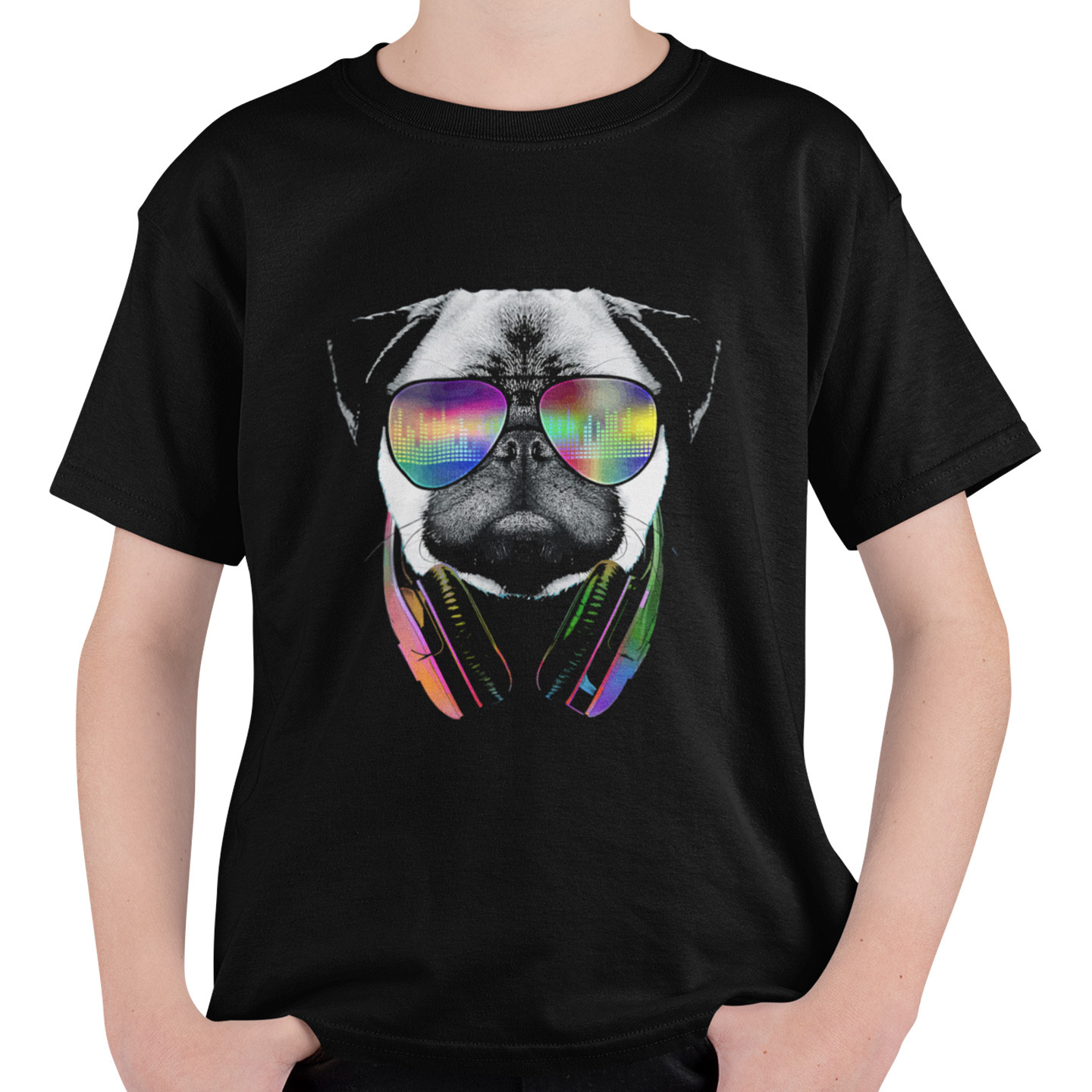 Playera Dama y Caballero Perrito Pug con Audifonos Mascota Pet