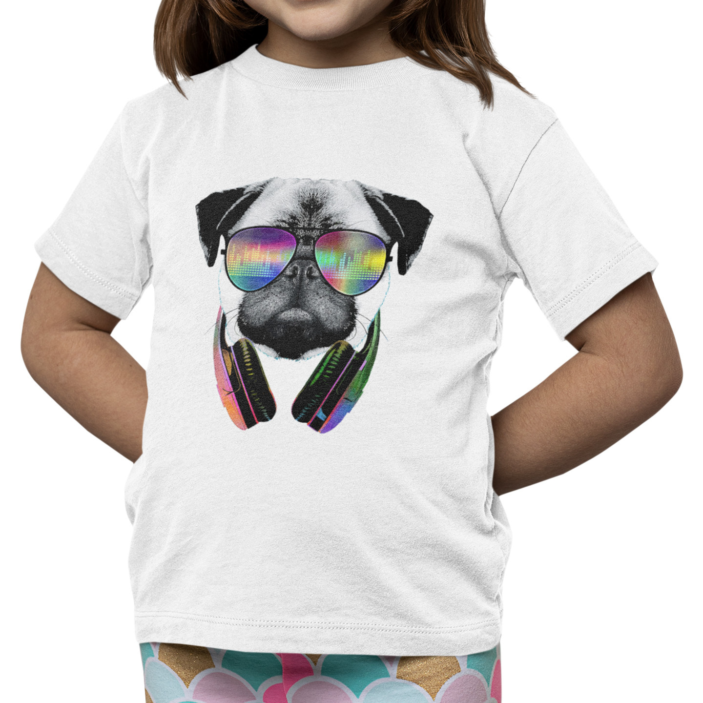 Playera Dama y Caballero Perrito Pug con Audifonos Mascota Pet
