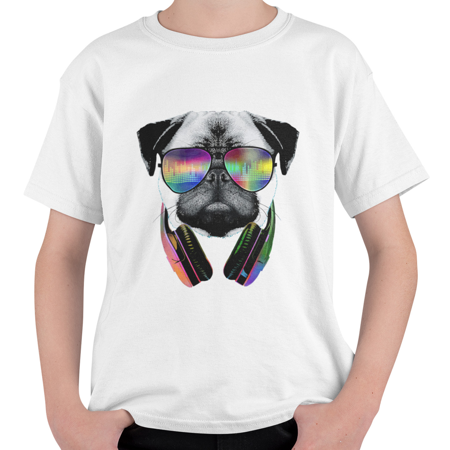 Playera Dama y Caballero Perrito Pug con Audifonos Mascota Pet