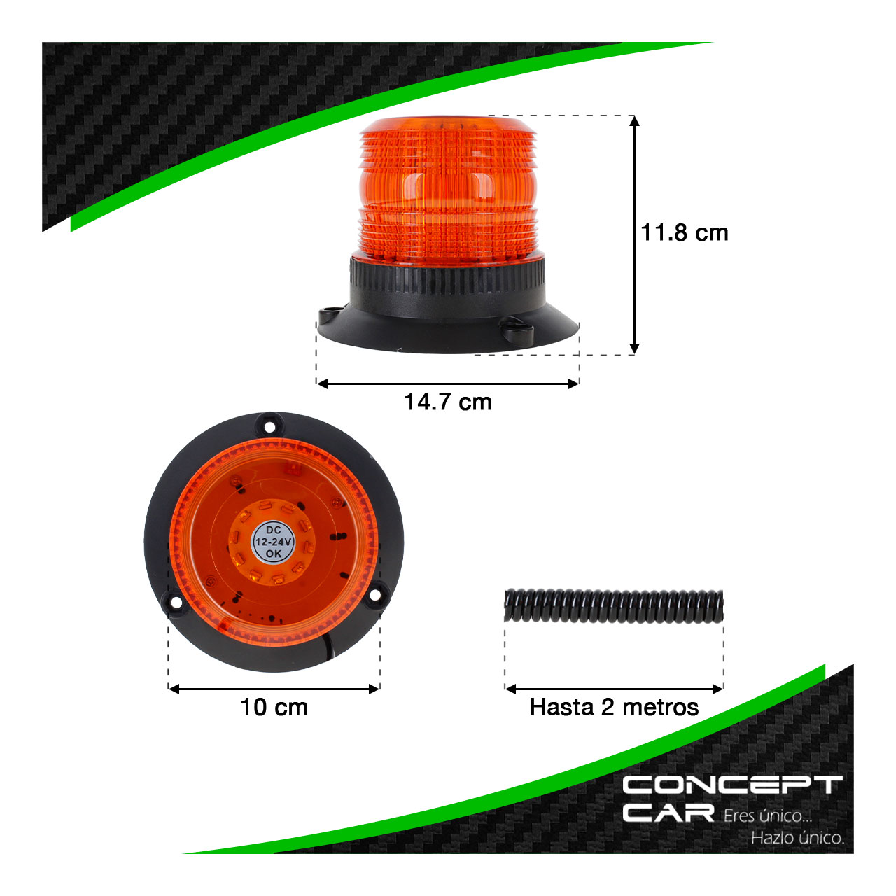 Torreta 40 Led Montacarga Seguridad Estrobo Base Iman 12-24v