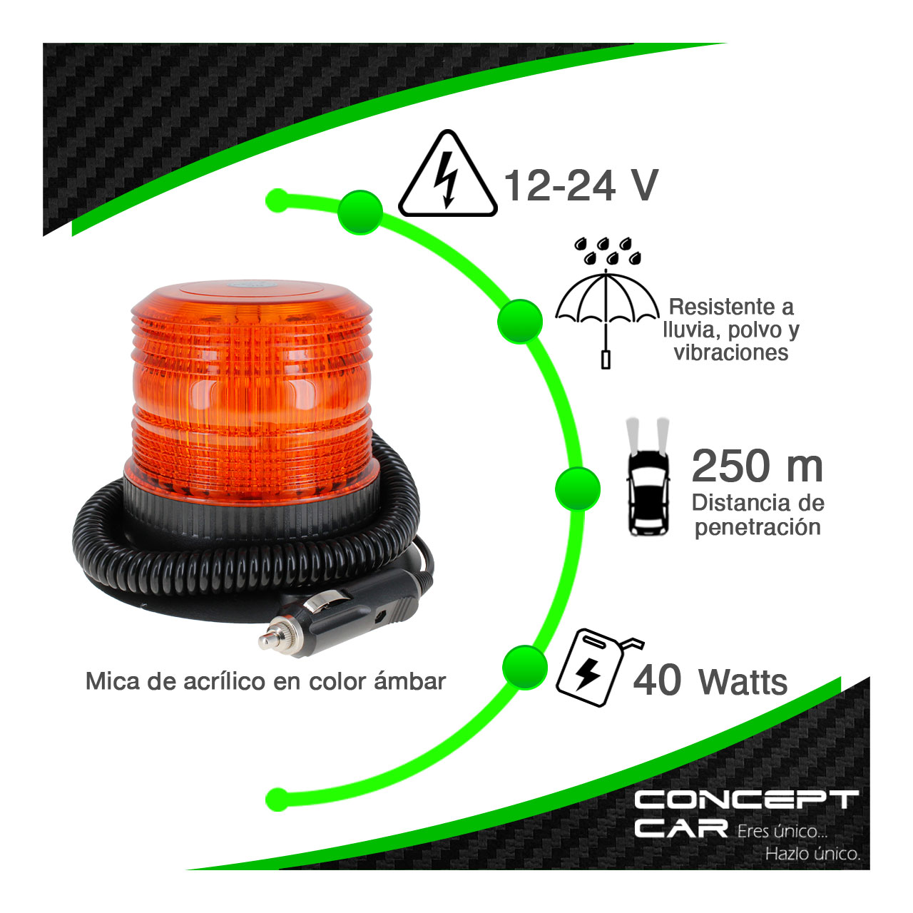 Torreta 40 Led Montacarga Seguridad Estrobo Base Iman 12-24v