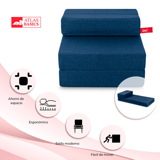 Sofá Cama Plegable Etilo Puff Individual Azul Marino 