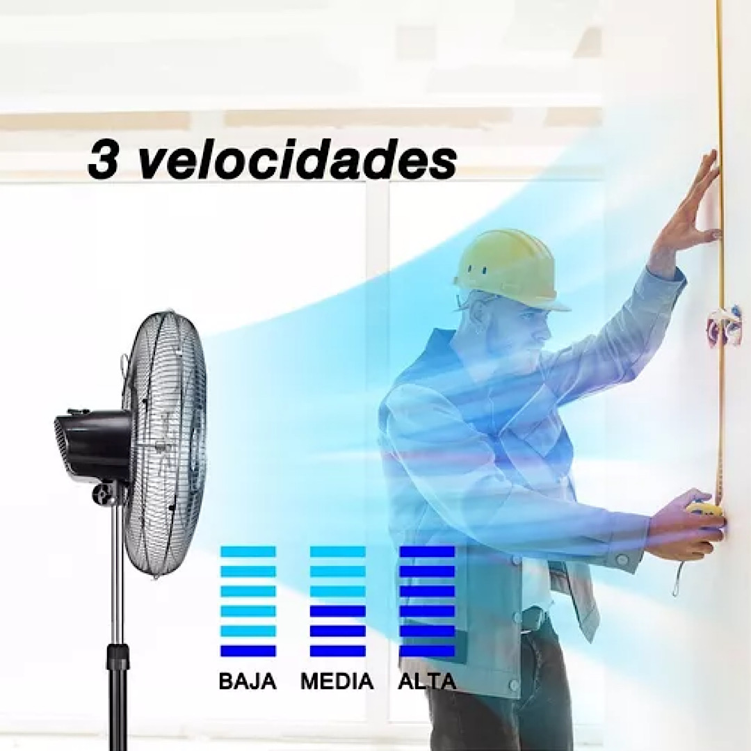 Ventilador Pedestal Mytek Modelo 3398 20 Pulgadas Metal Negro